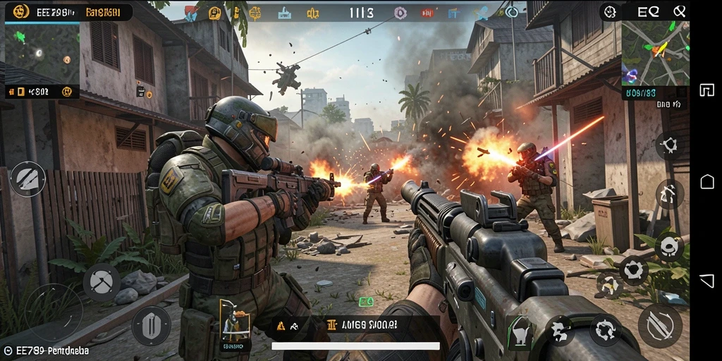 Tampilan gameplay mendebarkan dari EE789 dengan aksi pertempuran yang intens.