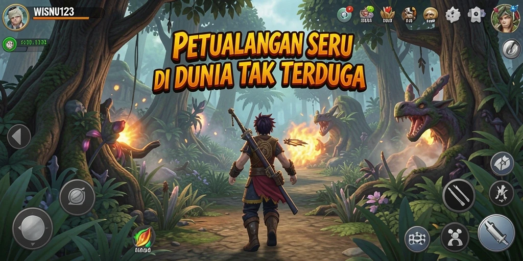 Screenshot gameplay WISNU123 dengan petualangan seru dan grafis menawan.